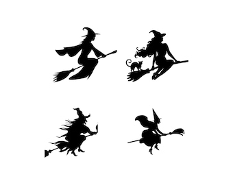WITCH SVG, Witch Bundle Svg, Halloween Svg, Halloween Witch Svg, Clipart czarownicy, Pliki do cięcia czarownic dla Cricut, Sylwetka czarownicy