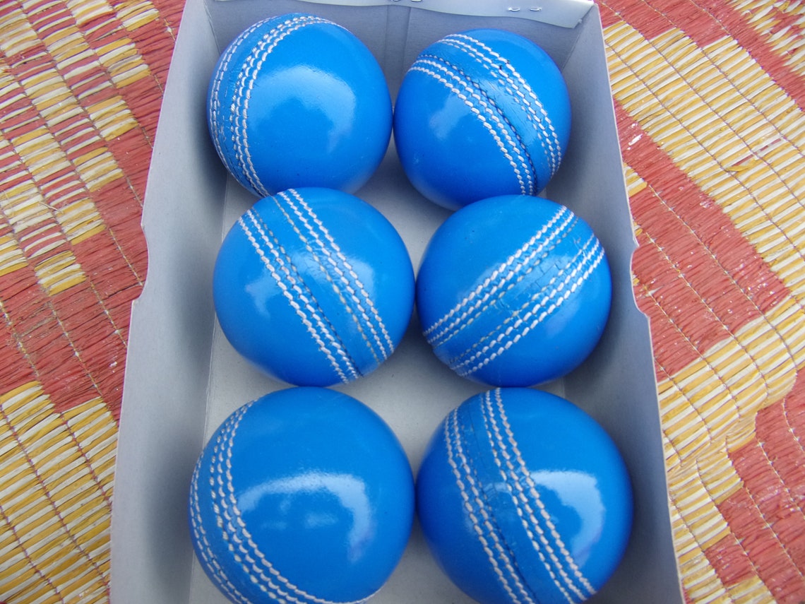 Leather Cricket Ball Blue Color Premium Handmade Etsy