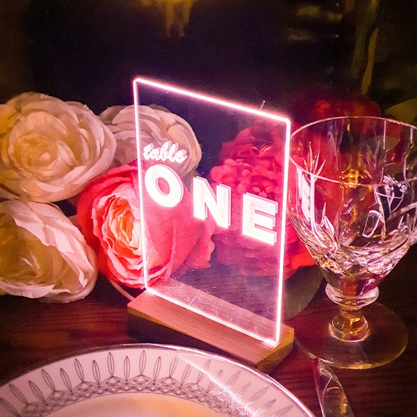 Wedding Table Numbers - Unique Bespoke Table Numbers - Wedding Table Centre Light