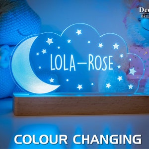 Personalised Star Cloud Night Light - Custom Engraved Name Light | New Baby Gift | Night Light | Childs Light