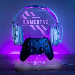 Personalised Headset Controller Stand, RGB LED Gaming Station Console Controller Stand Apex Design Gamer Gift Idea Headphone Stand image 5