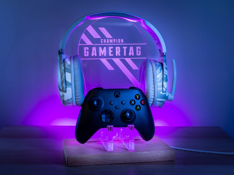Personalised Headset Controller Stand, RGB LED Gaming Station Console Controller Stand Apex Design Gamer Gift Idea Headphone Stand image 5