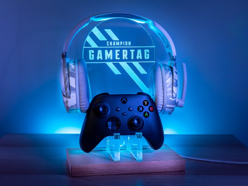 Personalised Headset Controller Stand, RGB LED Gaming Station Console Controller Stand Apex Design Gamer Gift Idea Headphone Stand image 6
