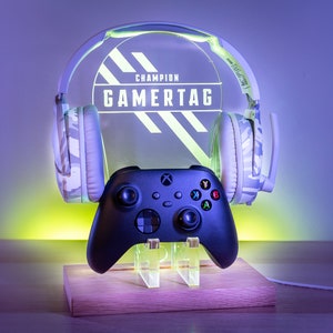 Personalised Headset Controller Stand, RGB LED Gaming Station Console Controller Stand Apex Design Gamer Gift Idea Headphone Stand image 7