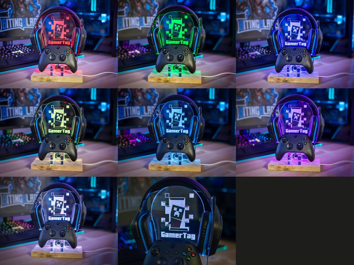 Mine Creeper Personalised Headset Controller Stand RGB LED Etsy