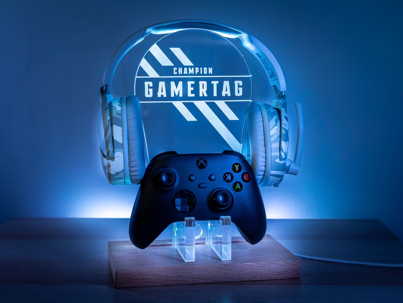Personalised Headset Controller Stand, RGB LED Gaming Station Console Controller Stand Apex Design Gamer Gift Idea Headphone Stand image 8