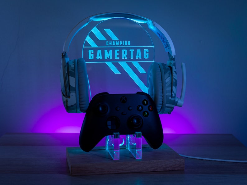 Personalised Headset Controller Stand, RGB LED Gaming Station Console Controller Stand Apex Design Gamer Gift Idea Headphone Stand image 9