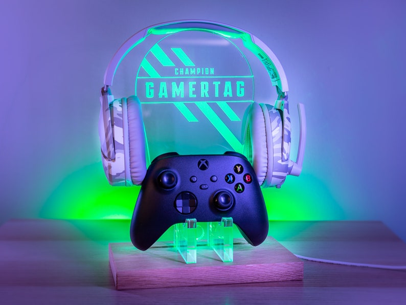 Personalised Headset Controller Stand, RGB LED Gaming Station Console Controller Stand Apex Design Gamer Gift Idea Headphone Stand image 4