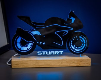 Lampe de bureau inspirée de la GSXR 1000 - Cadeau motard - Cadeau pour lui, Superbike, Suzuki - Cadeau personnalisé