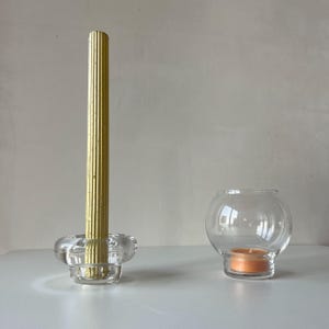 Luminarc Cocoon Candle Holders, Set of 2 Clear Glass, French Vintage with Original Box, Mid Century Modern Home Decor