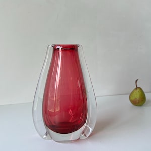 Vintage Murano Sommerso Vase: Rosa & Klar Glas, 1960er Jahre Mid-Century Modern