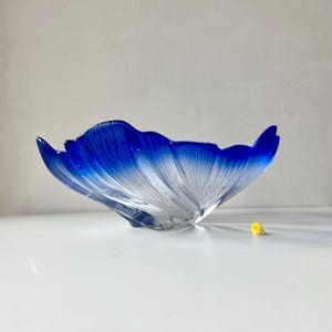 Vintage Swedish Blue Glass Bowl, Attributed to Målerås, Cobalt Swirl Design, Mid Century Scandinavian Tableware, MCM Centerpiece