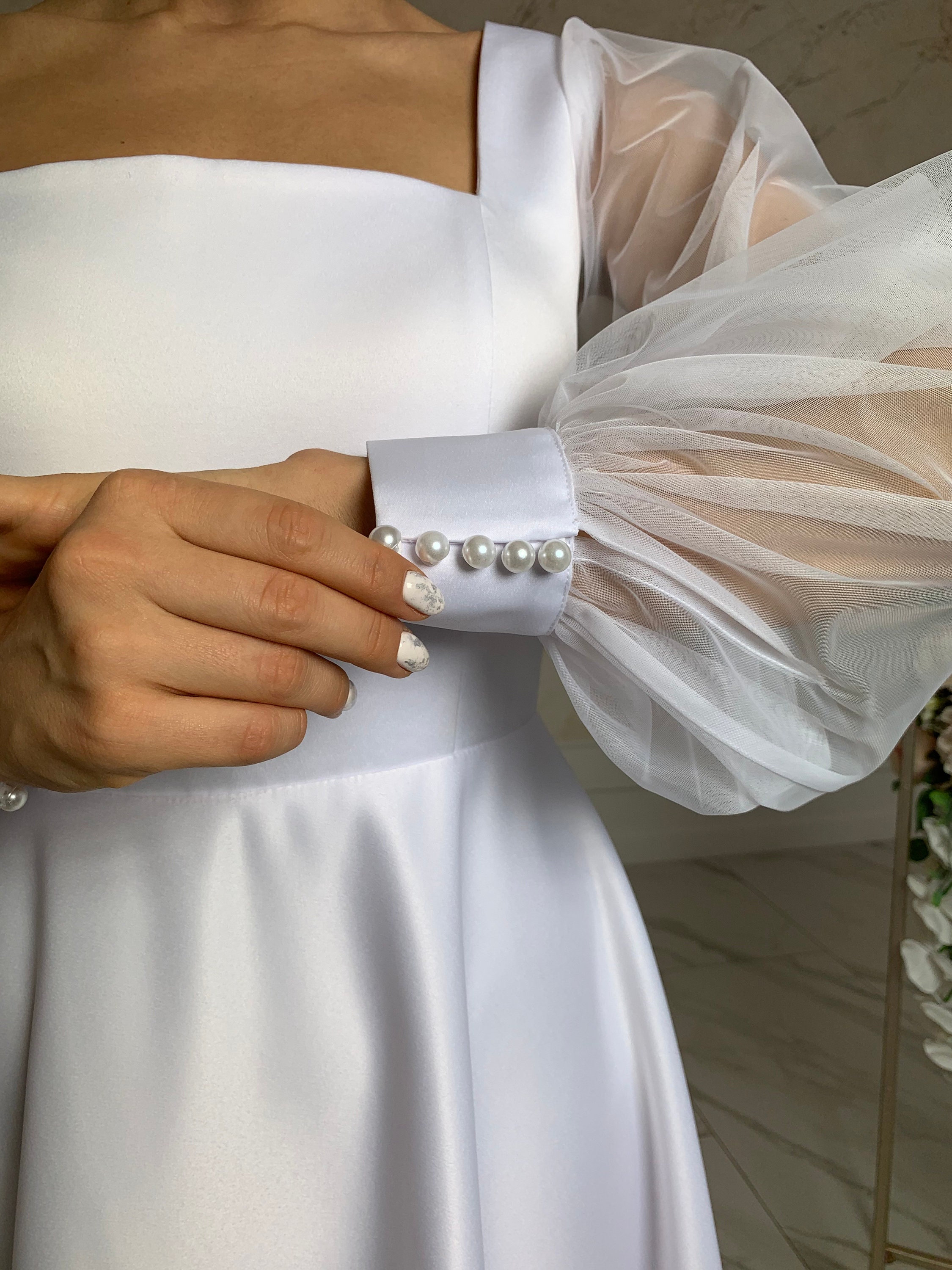 Minimalist Wedding Dress Simple Wedding Dress Long Sleeve | Etsy