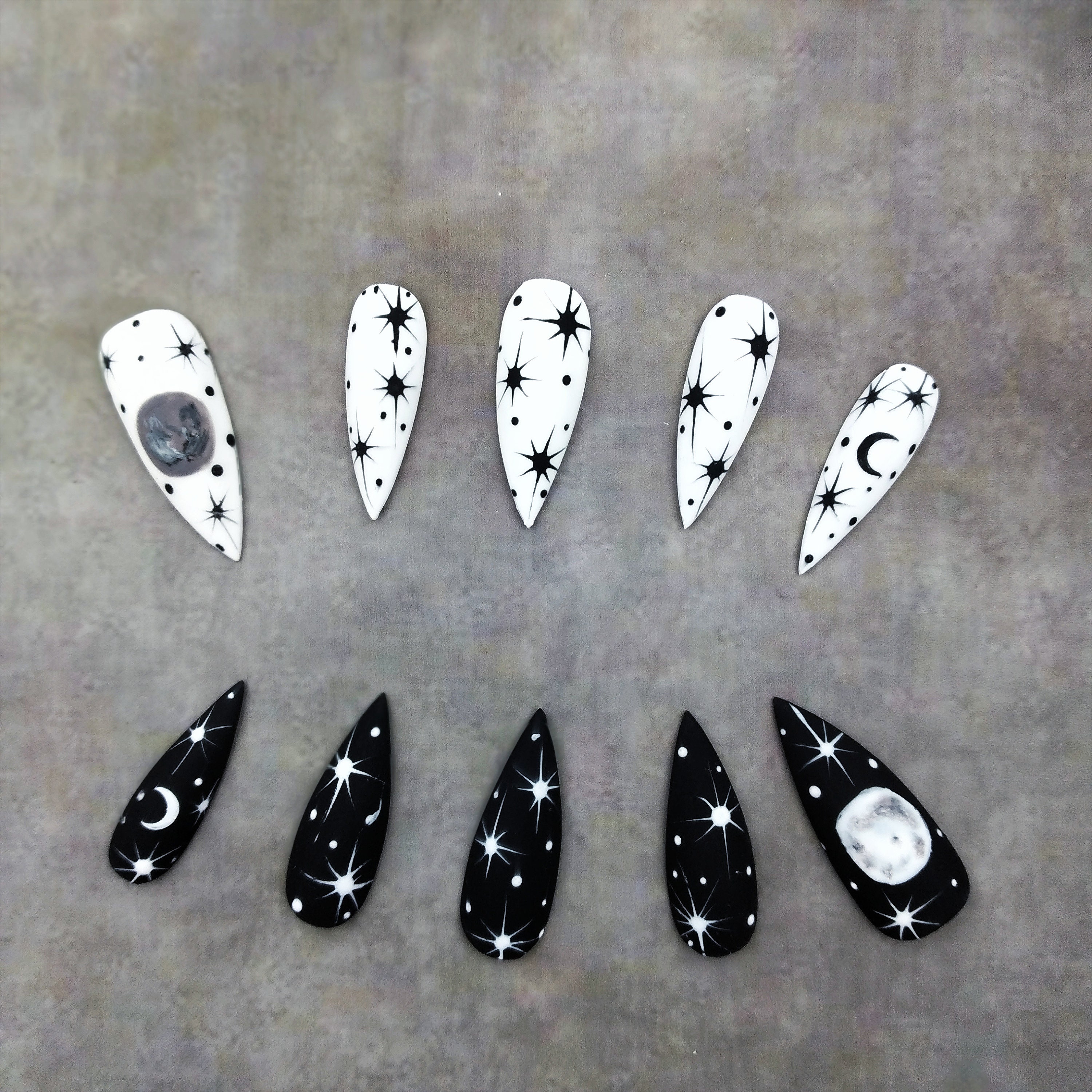 Duality Press on Nails Witch Nails Goth Nails Space - Etsy
