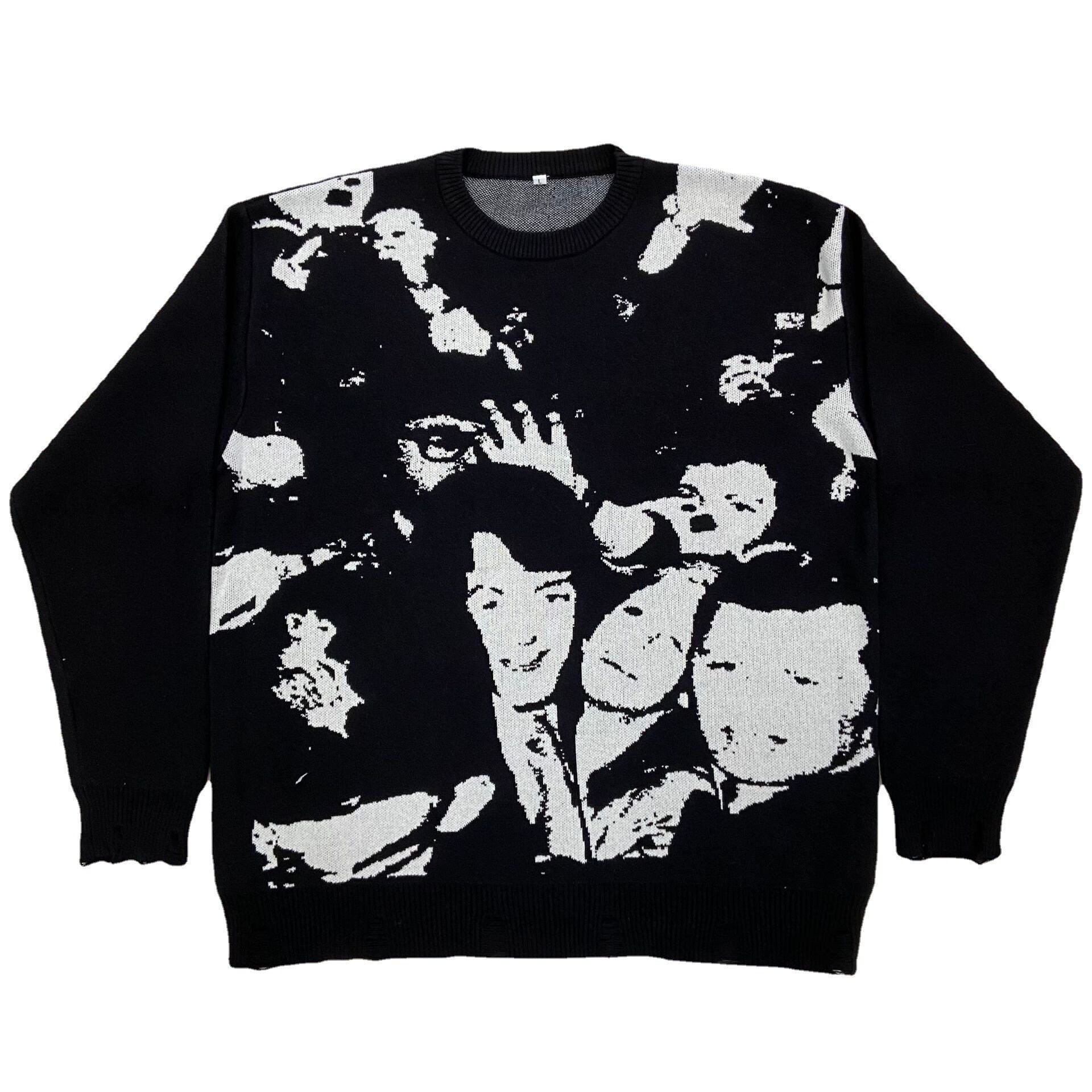 FACES Vintage Black Knit Sweater Unisex 