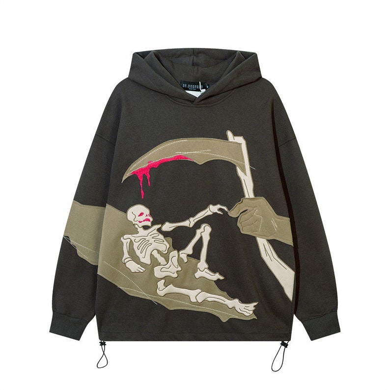 Skeleton Graphic Hoodie Streetwear Skull Hoodie - Etsy