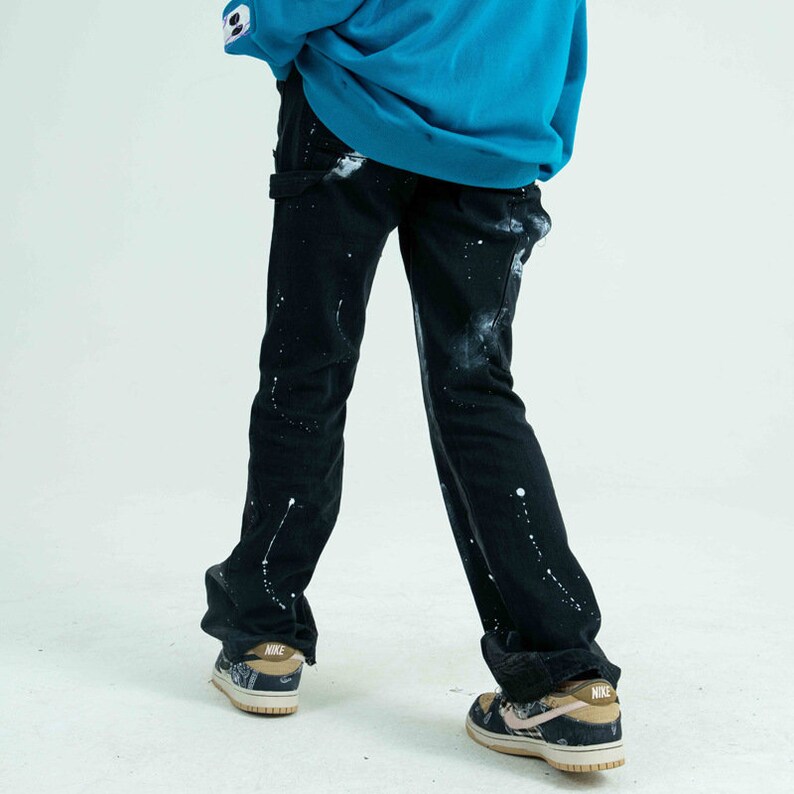 Mens Streetwear Y2k Stretch Flared Jeans Etsy