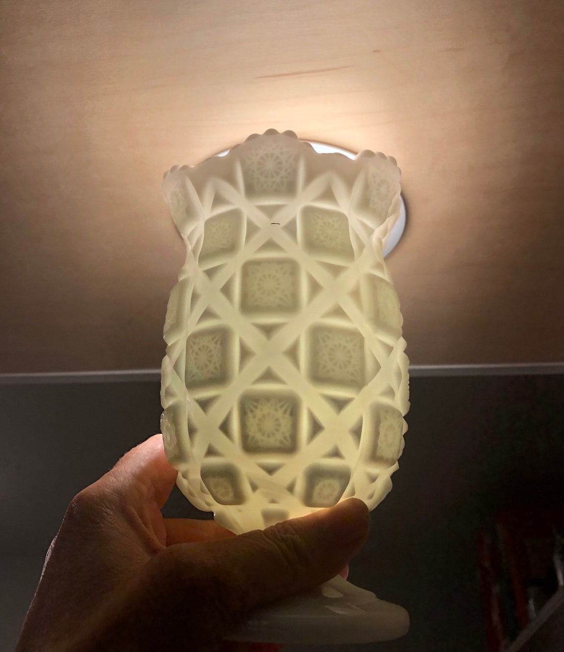 Vintage Milk Glass Pressed Pineapple Vase Etsy