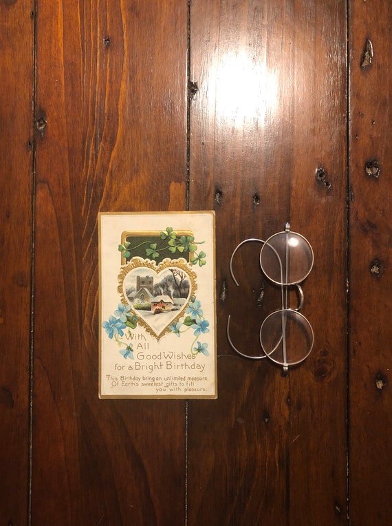 Vintage Birthday Wishes Gold Embossed Postcard 1911 Etsy