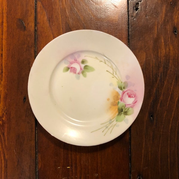 Vintage Nippon Hand Painted 5 1/2” Small Plate - Pink Roses
