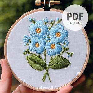 Forget Me Not Hand Embroidery Pattern PDF, Blue Flower Embroidery Design, Embroidery for Beginners, DIY Home Decor, Floral Lovers Gift Idea