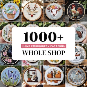 PAQUETE DE PATRONES DE BORDADO A MANO, PAQUETE COMPLETO DE LA TIENDA, PLANTILLAS DE BORDADO A MANO, DISEÑOS DE BORDADO A MANO, ACCESO DE POR VIDA