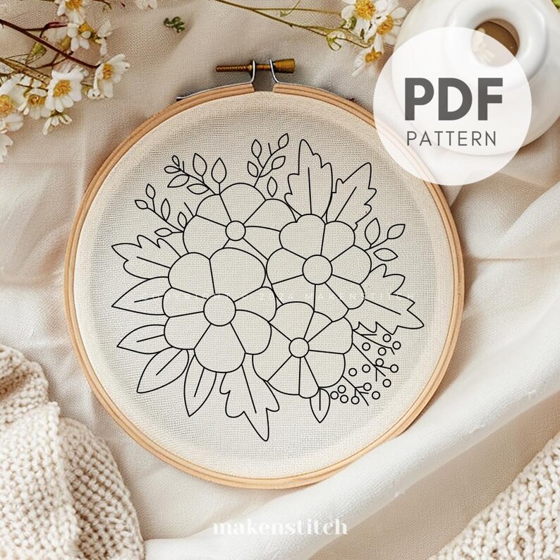 Autumn Floral Bouquet Hand Embroidery Pattern (PDF) - Etsy