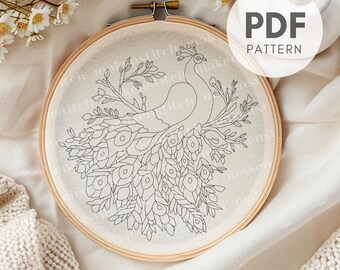孔雀の刺繍パターン：羽根のデザイン（PDFダウンロード） - Etsy 日本