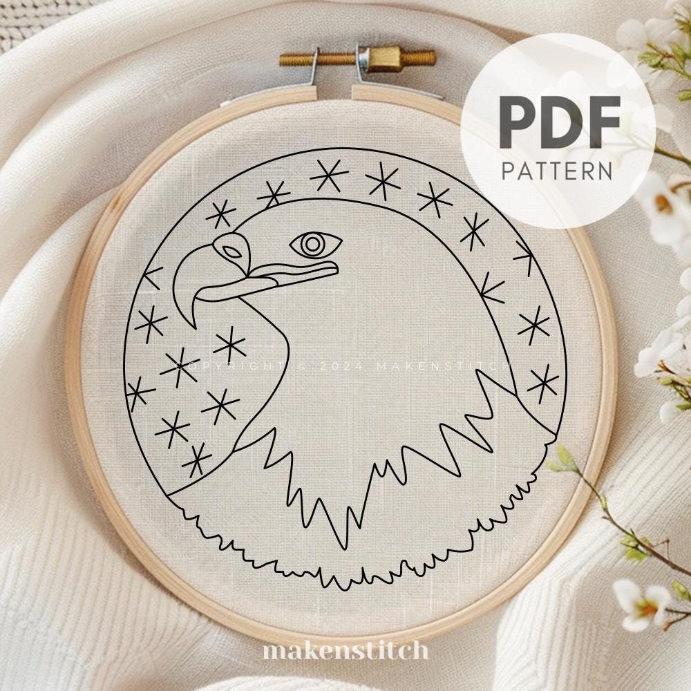 白頭鷲の刺繍パターン：愛国的な鳥のデザイン（PDFパターン） - Etsy 日本