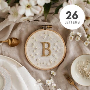 Padrão de bordado à mão do alfabeto de casamento, padrão de bordado de letras, design de bordado de monograma, decoração de casamento, padrão de bordado à mão PDF