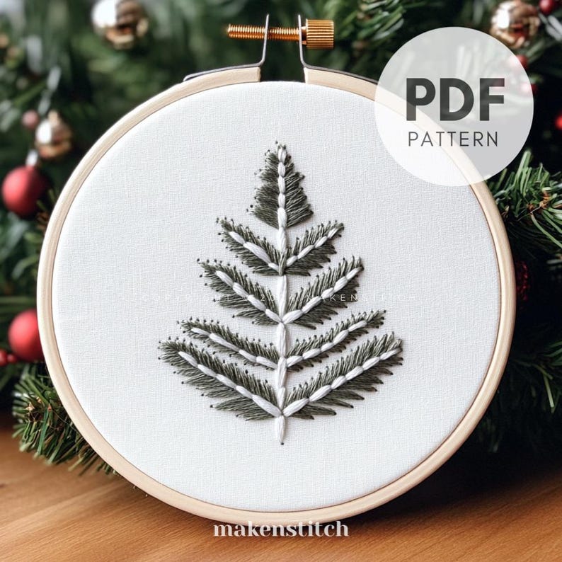 Minimalist Pine Tree Embroidery Pattern: Scandinavian Winter Design ...