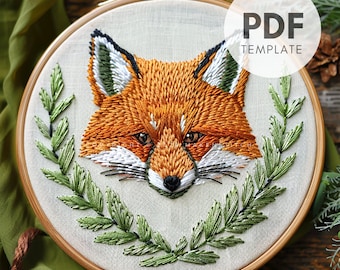 Whimsical Fox & Woodland Foliage: Autumn Forest Hand Embroidery PDF