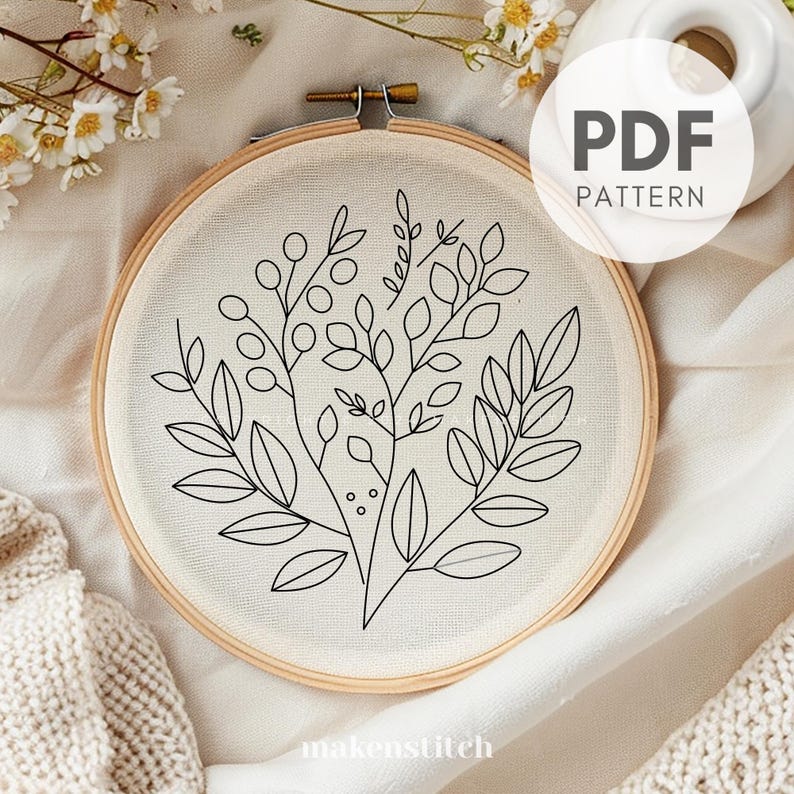 Fall Foliage Hand Embroidery Pattern: Autumn Leaves Design (PDF Pattern ...