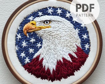 白頭鷲の刺繍パターン：愛国的な鳥のデザイン（PDFパターン） - Etsy 日本