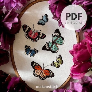 Butterfly Hand Embroidery Pattern, Butterfly Hand Embroidery Design, Hand Embroidery Pattern PDF, Gift For Her
