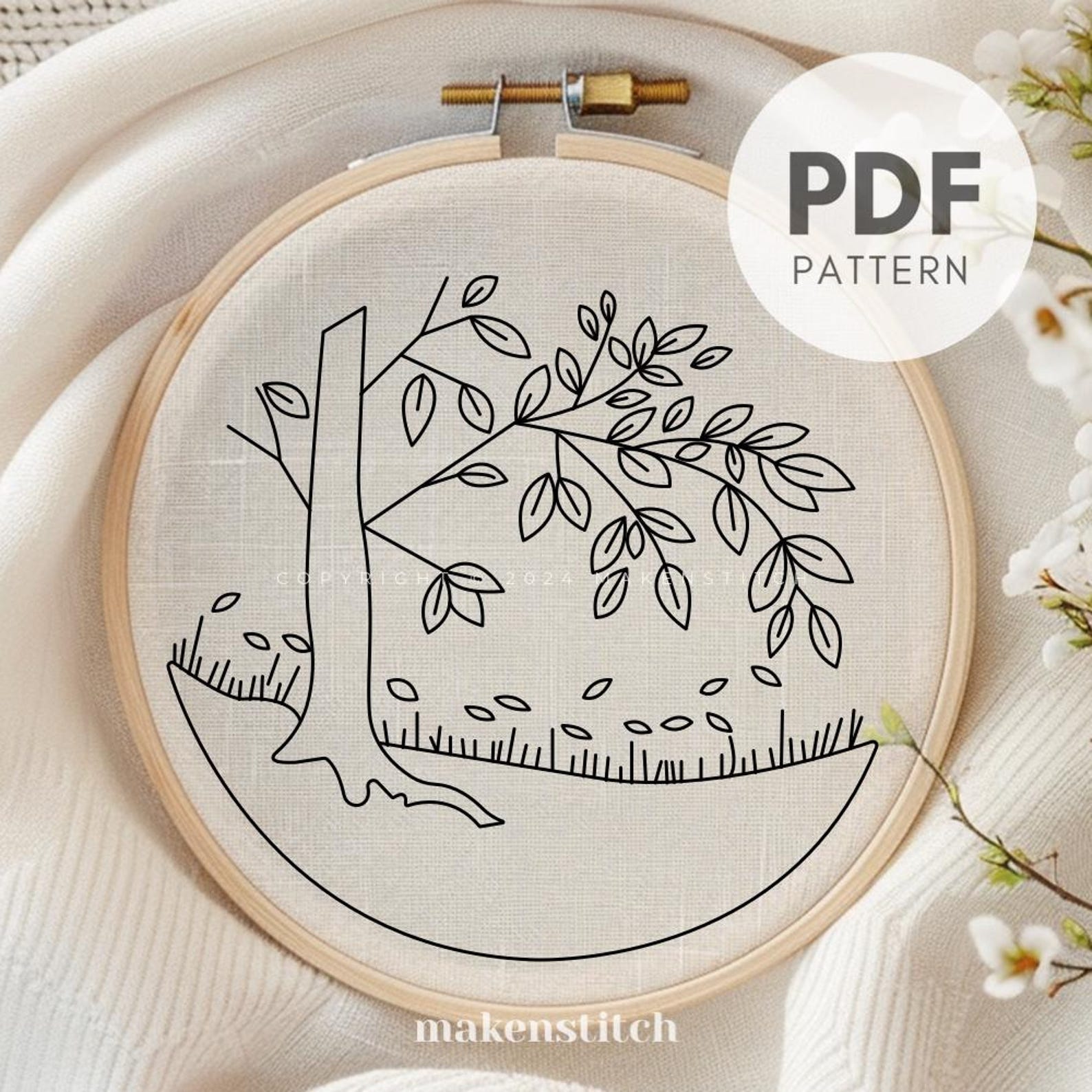 Autumn Tree Hand Embroidery Pattern: Fall Design (digital Download) - Etsy