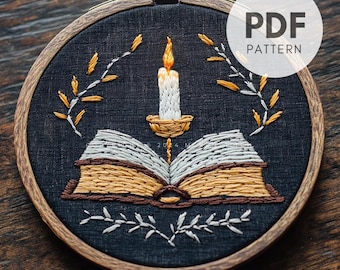 Witch Spellbook Embroidery Pattern: Cottagecore Book Design (PDF)