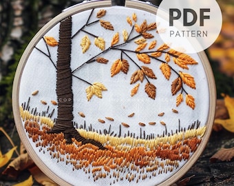 Autumn Tree Hand Embroidery Pattern: Fall Design (Digital Download)