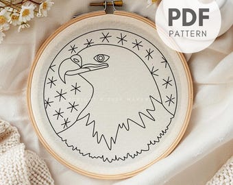 白頭鷲の刺繍パターン：愛国的な鳥のデザイン（PDFパターン） - Etsy 日本