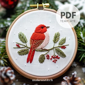 Weihnachts-Stickerei, Kardinal, Weihnachts-Stickmuster, Kardinal-Stickerei, Weihnachtsstickerei, Weihnachtsstickerei