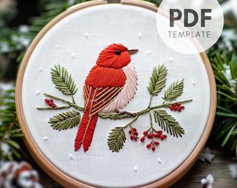 Cardinal Weihnachts-Stickerei-Muster (PDF)