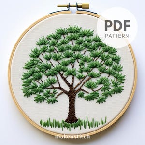 Green Tree Hand Embroidery Design, Tree Hand Embroidery, Tree Pattern, Summer Hand Embroidery Pattern, Tree Design, Instant Download