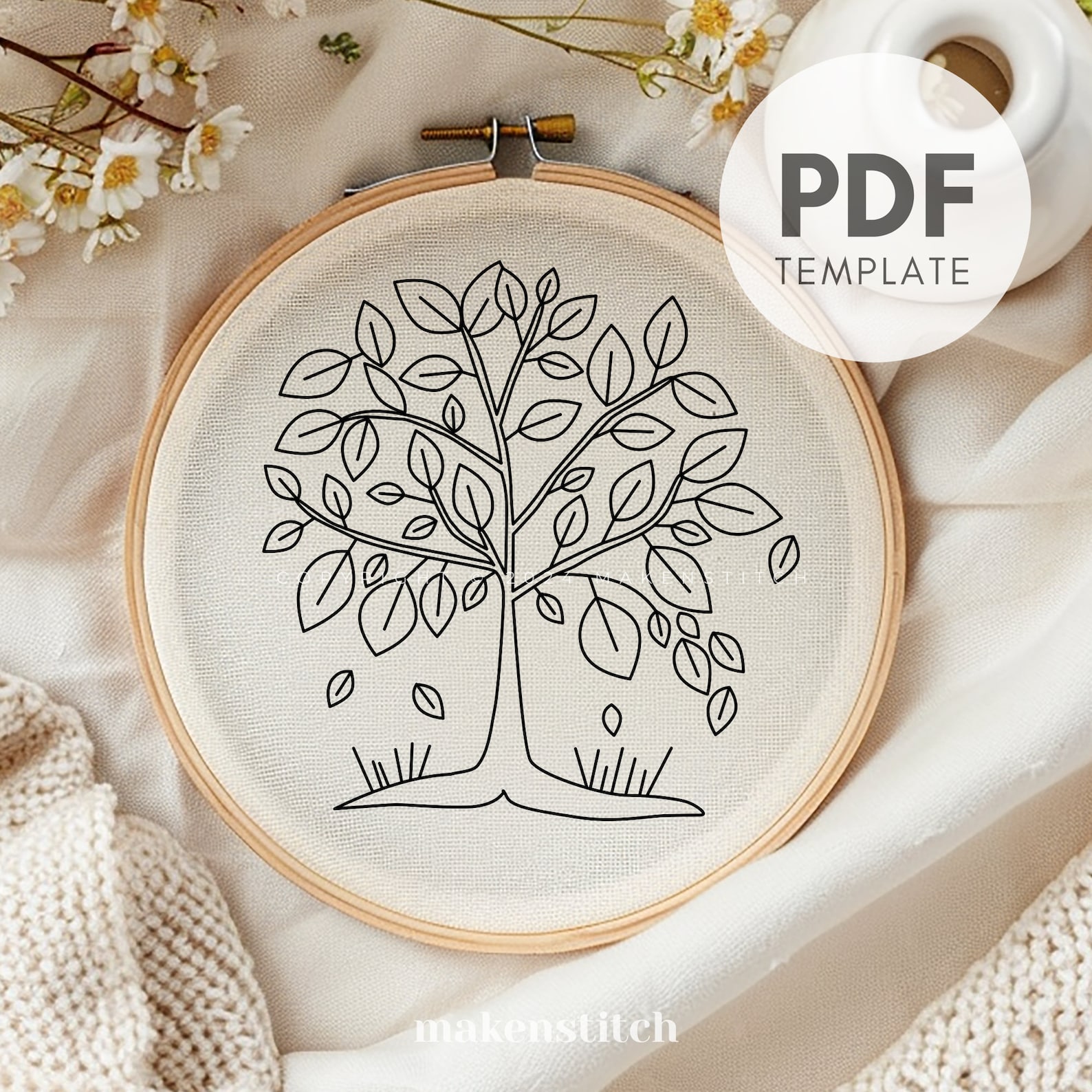 Leafy Tree Hand Embroidery Pattern: Autumn Design (digital Download) - Etsy