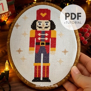 Nutcracker Christmas Cross Stitch Chart, Digital PDF, Seasonal Cross Stitch Design