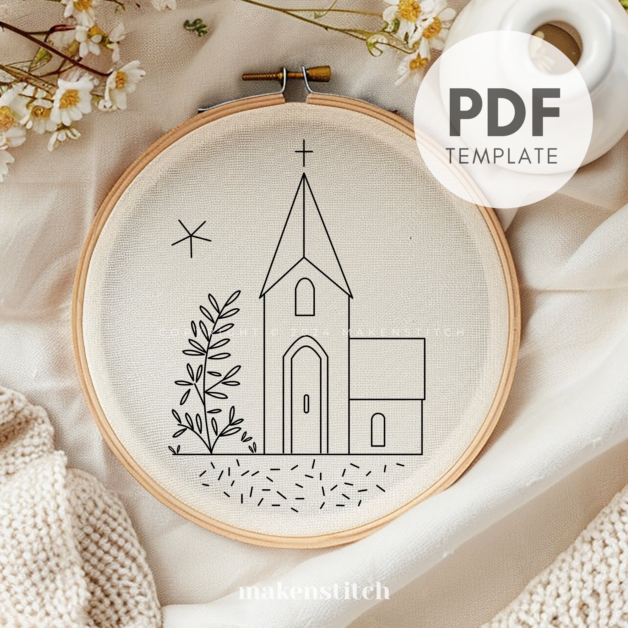 Church Hand Embroidery Pattern: Religious Christian Design (PDF Pattern ...
