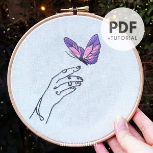 Butterfly Hand Embroidery Pattern, Butterfly Hand Embroidery Design, Modern Butterfly, Hand Embroidery Pattern PDF