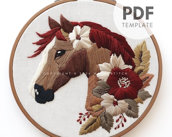 Horse Hand Embroidery Pattern, Animal Hand Embroidery, Horse Pattern, Animal Pattern, Farmhouse Decor, Hand Embroidery PDF