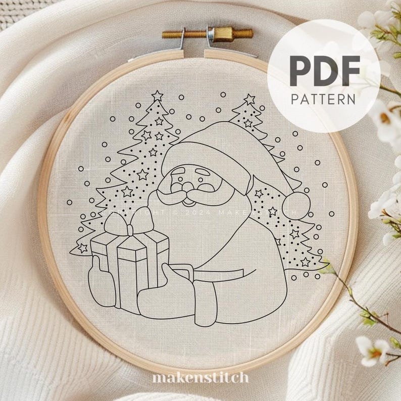 Santa Embroidery Pattern: Festive Christmas Design (PDF Download) - Etsy
