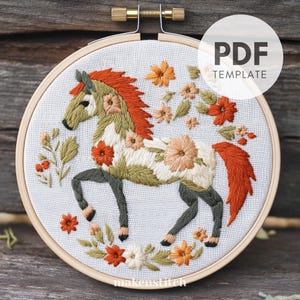 馬の手刺繍パターン、装飾、鞍をつけた馬、サーカス、パレード