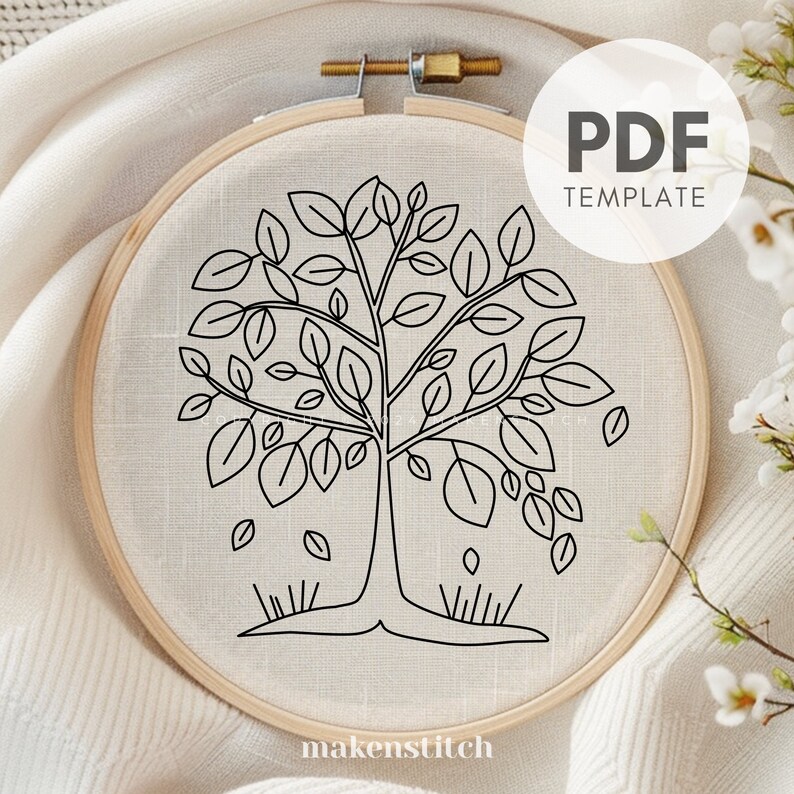 Leafy Tree Hand Embroidery Pattern: Autumn Design (digital Download) - Etsy